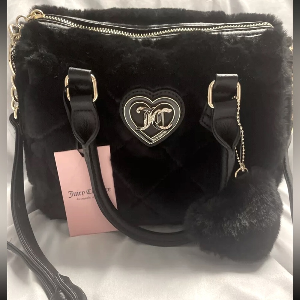 🚨SALE!! NWT Juicy Couture Black Satchel w/charm & crossbody strap. SUPER soft!